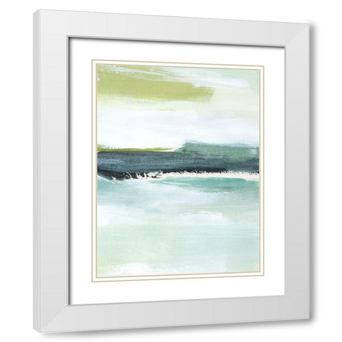 Sea Green Layers III White Modern Wood Framed Art Print with Double Matting by Warren, Annie