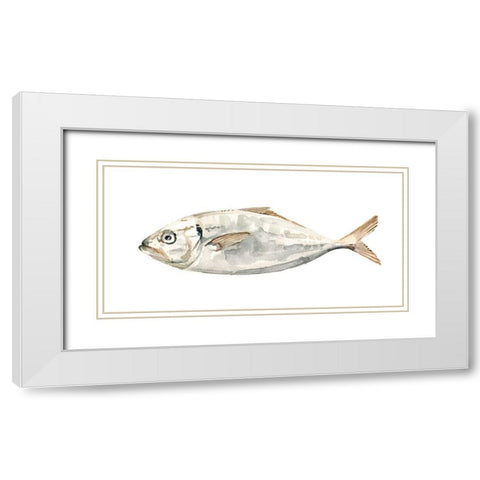 Silver Fish I White Modern Wood Framed Art Print with Double Matting by Caroline, Emma