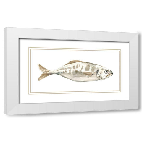 Silver Fish II White Modern Wood Framed Art Print with Double Matting by Caroline, Emma