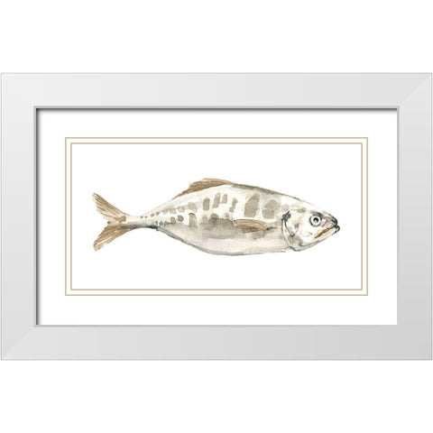 Silver Fish II White Modern Wood Framed Art Print with Double Matting by Caroline, Emma
