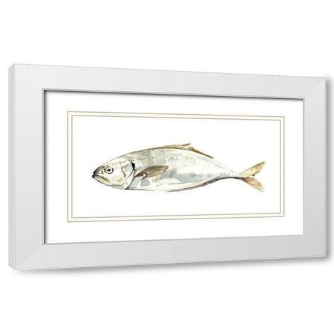 Silver Fish IV White Modern Wood Framed Art Print with Double Matting by Caroline, Emma