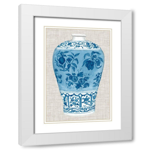 Ming Vase on Linen II White Modern Wood Framed Art Print with Double Matting by McCavitt, Naomi