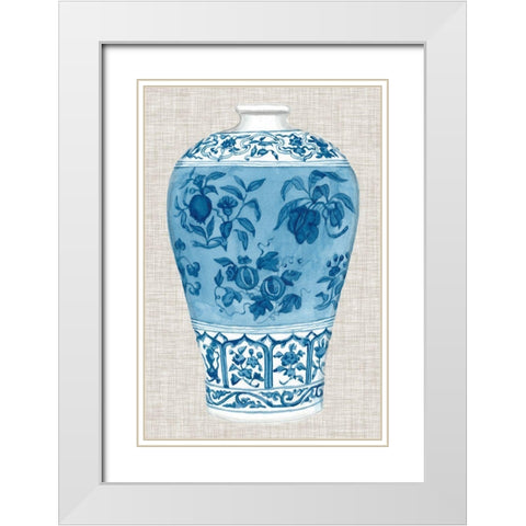 Ming Vase on Linen II White Modern Wood Framed Art Print with Double Matting by McCavitt, Naomi