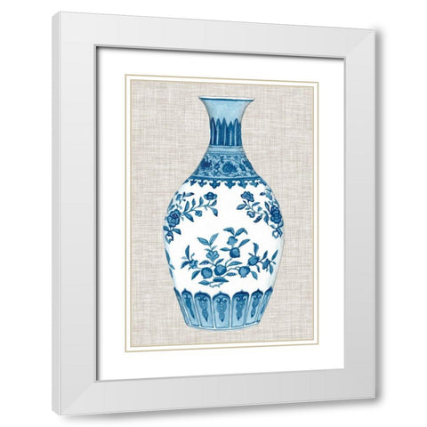 Ming Vase on Linen III White Modern Wood Framed Art Print with Double Matting by McCavitt, Naomi