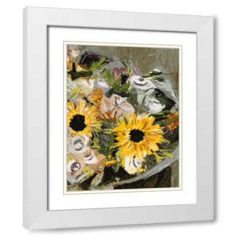 Sunflower Bouquet II White Modern Wood Framed Art Print with Double Matting by Wang, Melissa