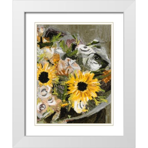 Sunflower Bouquet II White Modern Wood Framed Art Print with Double Matting by Wang, Melissa