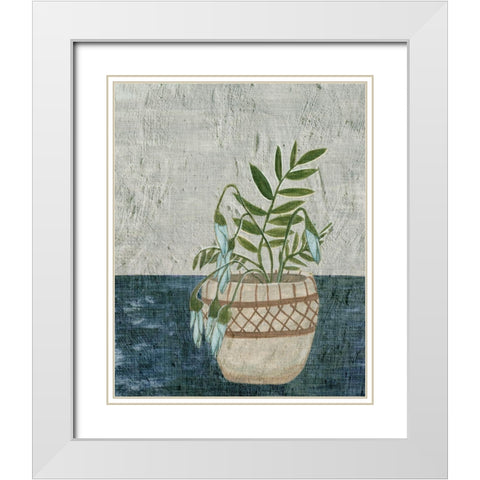Corner Plant I White Modern Wood Framed Art Print with Double Matting by Wang, Melissa