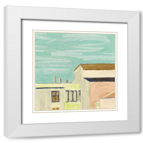 Sunlight and Buildings I White Modern Wood Framed Art Print with Double Matting by Wang, Melissa