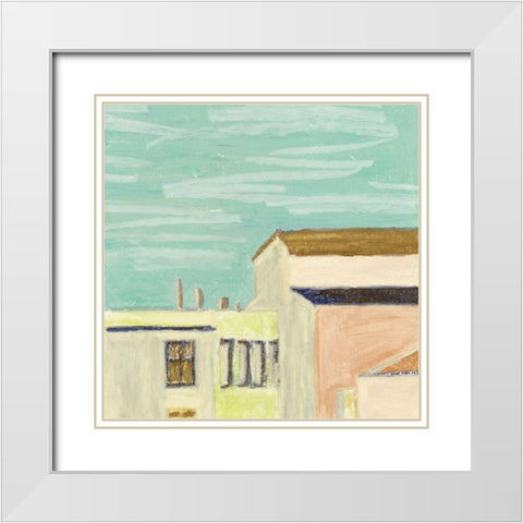 Sunlight and Buildings I White Modern Wood Framed Art Print with Double Matting by Wang, Melissa