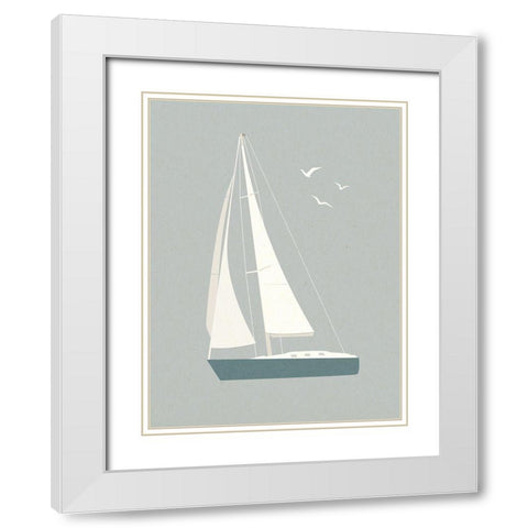 Sailboat Shapes II White Modern Wood Framed Art Print with Double Matting by Barnes, Victoria