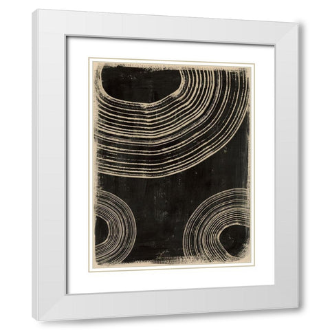 Rings on Charcoal I White Modern Wood Framed Art Print with Double Matting by Barnes, Victoria