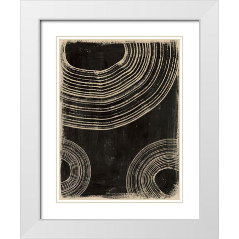 Rings on Charcoal I White Modern Wood Framed Art Print with Double Matting by Barnes, Victoria