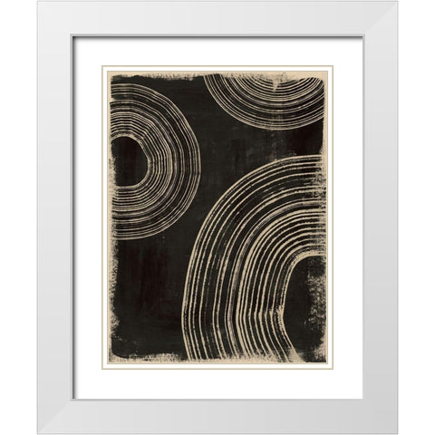 Rings on Charcoal II White Modern Wood Framed Art Print with Double Matting by Barnes, Victoria