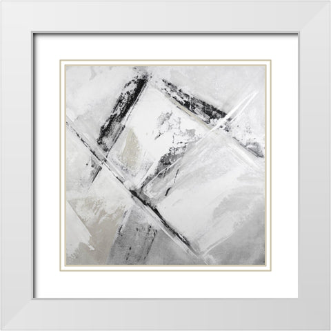 Neutral Amaze V White Modern Wood Framed Art Print with Double Matting by Aryai, Sia