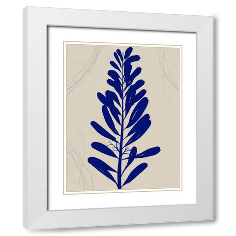 Blue Print Botanical I White Modern Wood Framed Art Print with Double Matting by Holman, Nicholas