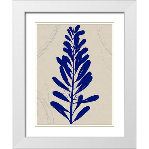 Blue Print Botanical I White Modern Wood Framed Art Print with Double Matting by Holman, Nicholas