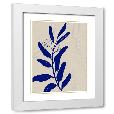 Blue Print Botanical II White Modern Wood Framed Art Print with Double Matting by Holman, Nicholas
