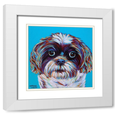 Shih Tzu on Blue White Modern Wood Framed Art Print with Double Matting by Vitaletti, Carolee