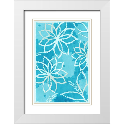 Blue Botanical I White Modern Wood Framed Art Print with Double Matting by Kouta, Flora