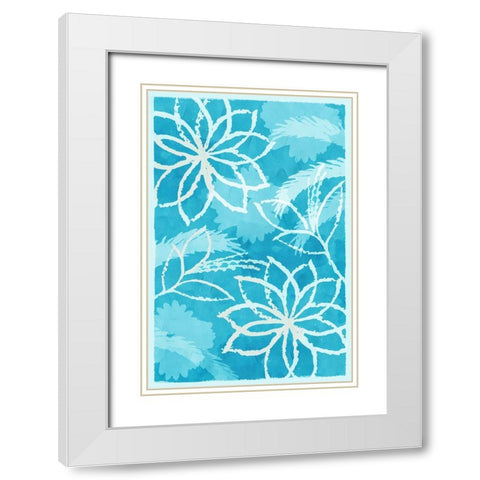 Blue Botanical II White Modern Wood Framed Art Print with Double Matting by Kouta, Flora