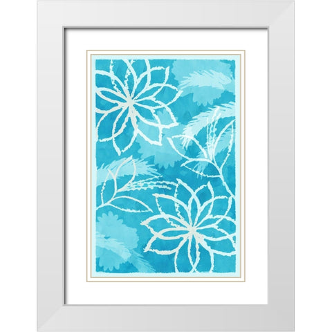 Blue Botanical II White Modern Wood Framed Art Print with Double Matting by Kouta, Flora
