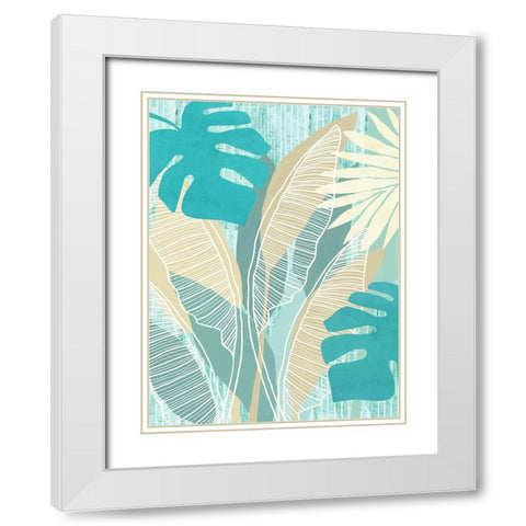 Aqua Tropical I White Modern Wood Framed Art Print with Double Matting by Kouta, Flora