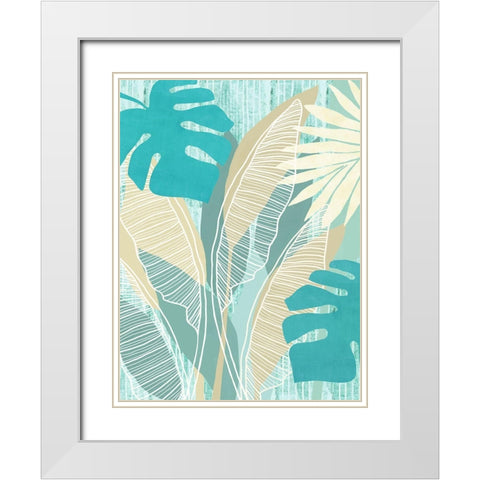 Aqua Tropical I White Modern Wood Framed Art Print with Double Matting by Kouta, Flora