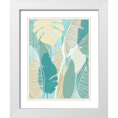 Aqua Tropical II White Modern Wood Framed Art Print with Double Matting by Kouta, Flora