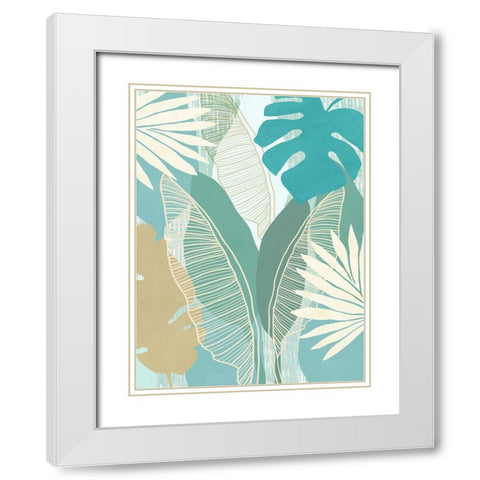 Aqua Tropical III White Modern Wood Framed Art Print with Double Matting by Kouta, Flora