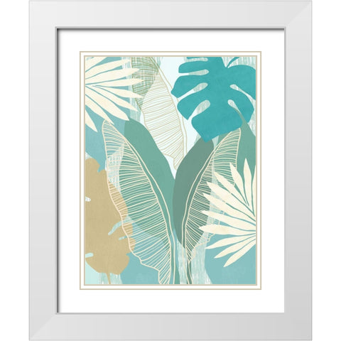 Aqua Tropical III White Modern Wood Framed Art Print with Double Matting by Kouta, Flora