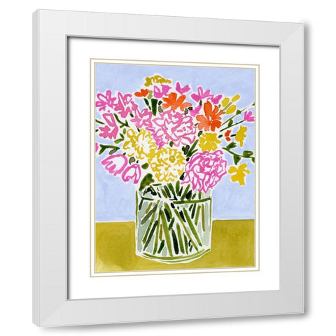 Fresh Flower Assortment I White Modern Wood Framed Art Print with Double Matting by Barnes, Victoria