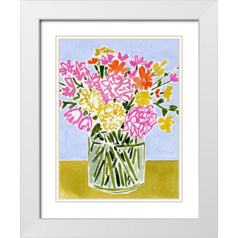 Fresh Flower Assortment I White Modern Wood Framed Art Print with Double Matting by Barnes, Victoria