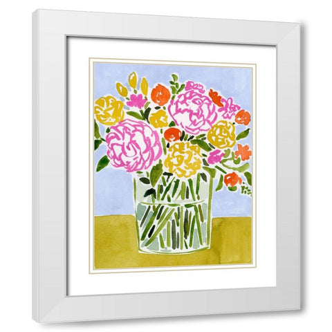 Fresh Flower Assortment II White Modern Wood Framed Art Print with Double Matting by Barnes, Victoria