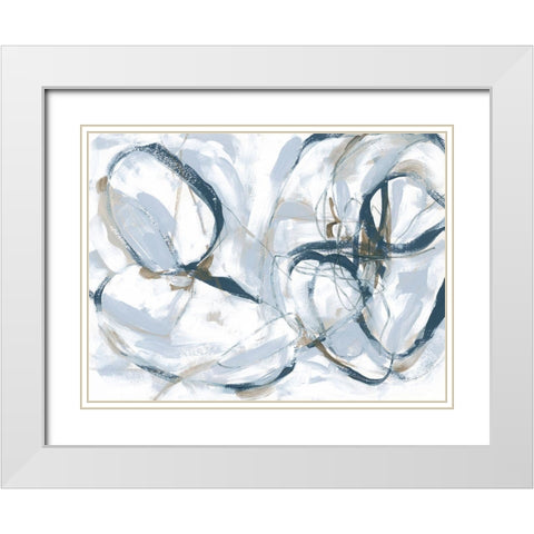 Indigo Cloverleaf I White Modern Wood Framed Art Print with Double Matting by Vess, June Erica