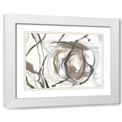 Neutral Motion I White Modern Wood Framed Art Print with Double Matting by Moore, Regina