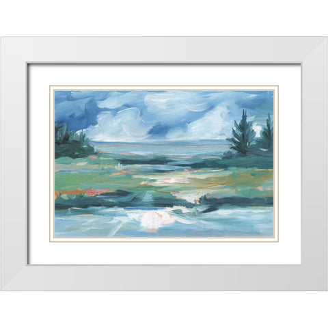 Pastel Lake View II White Modern Wood Framed Art Print with Double Matting by Harper, Ethan