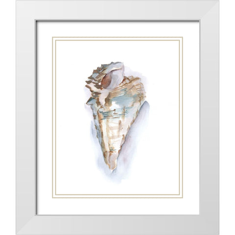 Pastel Shell Collection IV White Modern Wood Framed Art Print with Double Matting by Harper, Ethan