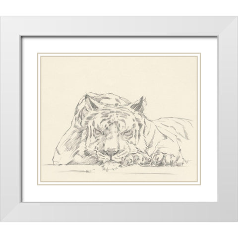Cat Nap II White Modern Wood Framed Art Print with Double Matting by Harper, Ethan