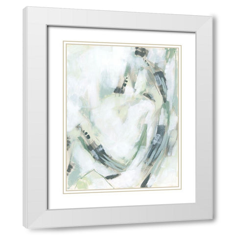 Verdigris Cascade II White Modern Wood Framed Art Print with Double Matting by Vess, June Erica