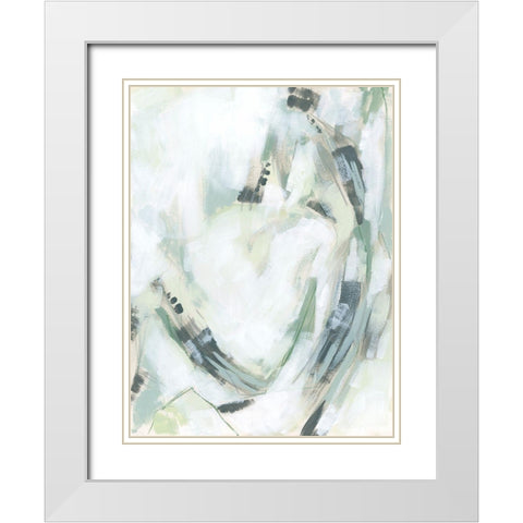Verdigris Cascade II White Modern Wood Framed Art Print with Double Matting by Vess, June Erica