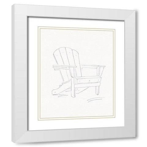 Adirondack Chair Sketch I White Modern Wood Framed Art Print with Double Matting by Green, Jacob