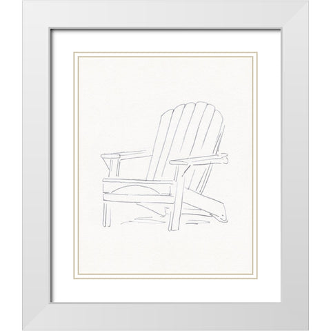 Adirondack Chair Sketch II White Modern Wood Framed Art Print with Double Matting by Green, Jacob