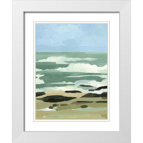 Abstracted Coastline I White Modern Wood Framed Art Print with Double Matting by Caroline, Emma