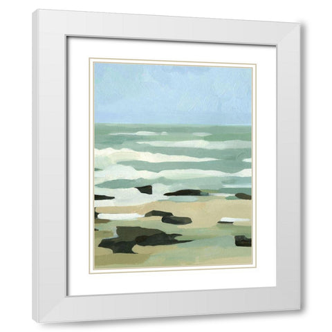 Abstracted Coastline II White Modern Wood Framed Art Print with Double Matting by Caroline, Emma