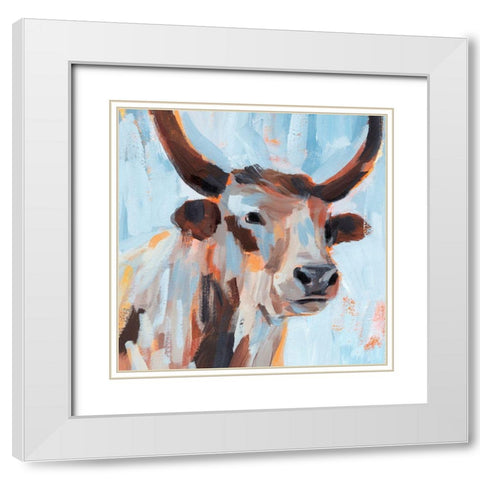 Vivid Cattle I White Modern Wood Framed Art Print with Double Matting by Warren, Annie