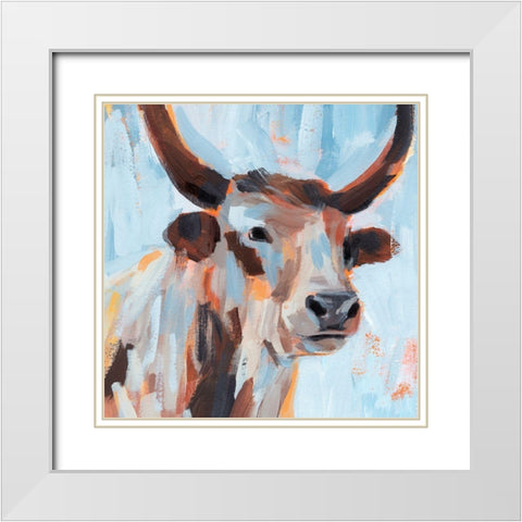 Vivid Cattle I White Modern Wood Framed Art Print with Double Matting by Warren, Annie