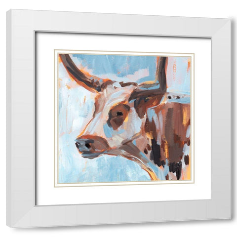 Vivid Cattle II White Modern Wood Framed Art Print with Double Matting by Warren, Annie