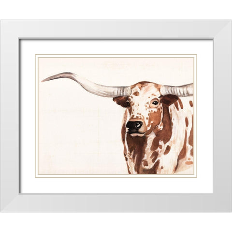 Spotted Steer II White Modern Wood Framed Art Print with Double Matting by Warren, Annie