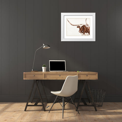 Spotted Steer III White Modern Wood Framed Art Print with Double Matting by Warren, Annie