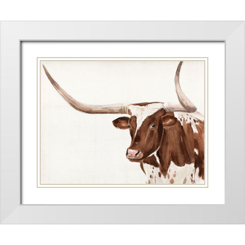 Spotted Steer III White Modern Wood Framed Art Print with Double Matting by Warren, Annie